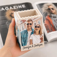 Sentimental,Custom Photo,Family,Upload Full Photo - Custom Photo Family Couple Portrait - Personalized Building Block Pen Holder