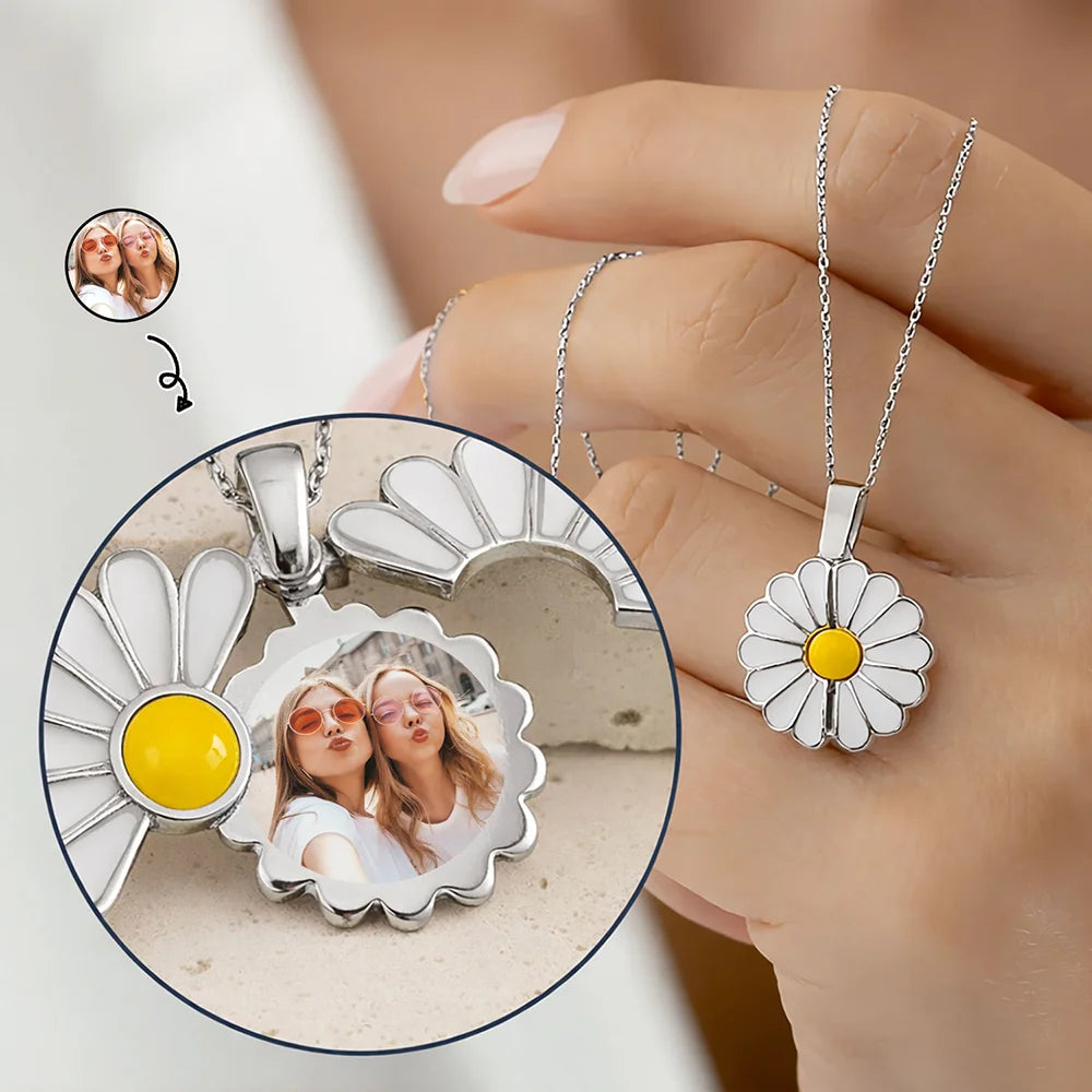 Gift For Yourself,Gift For Women,Gift For Sisters,Gift For Bestie,Old Best friends,Afro,Happy - Custom Photo Frame For Sisters And Besties - Personalized Hidden Message Necklace