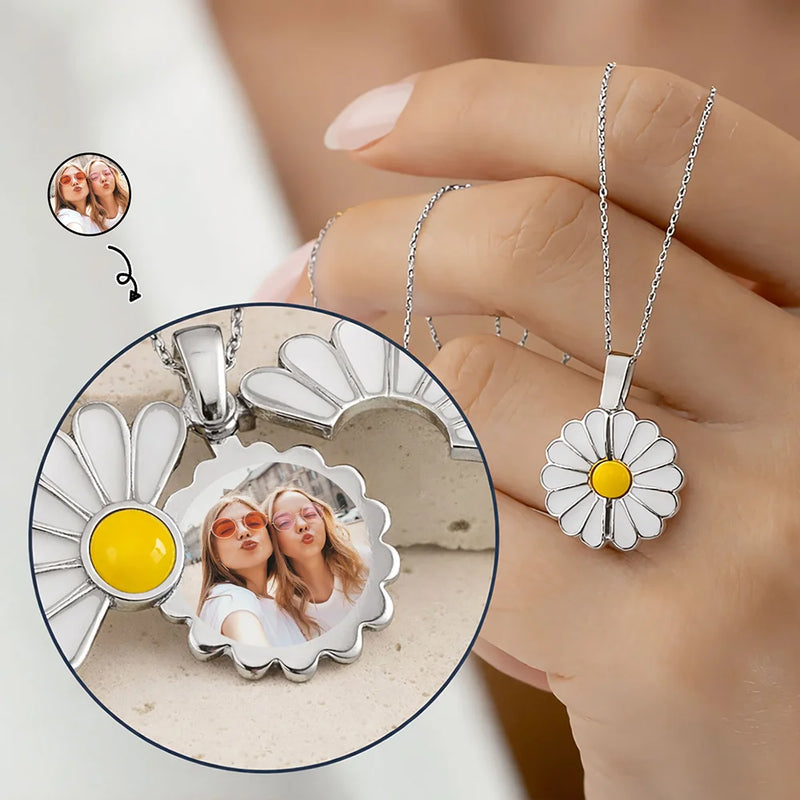 Gift For Yourself,Gift For Women,Gift For Sisters,Gift For Bestie,Old Best friends,Afro,Happy - Custom Photo Frame For Sisters And Besties - Personalized Hidden Message Necklace