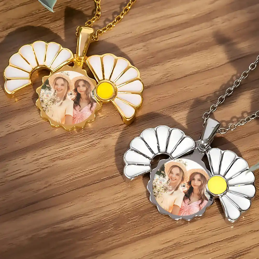 Gift For Yourself,Gift For Women,Gift For Sisters,Gift For Bestie,Old Best friends,Afro,Happy - Custom Photo Frame For Sisters And Besties - Personalized Hidden Message Necklace