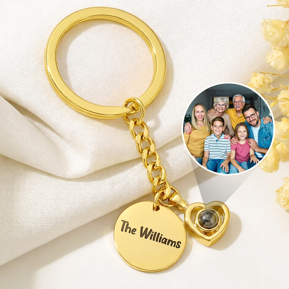 Custom Photo Happy Family Memories - Personalized Custom Shaped Photo Projection Keychain