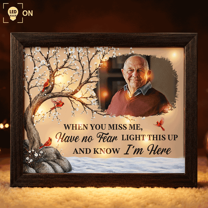 Christmas,Custom Photo,Sympathetic,Family,Memorial,Upload Full Photo - Custom Photo Memorial I'm Always With You - Personalized LED Light Shadow Box