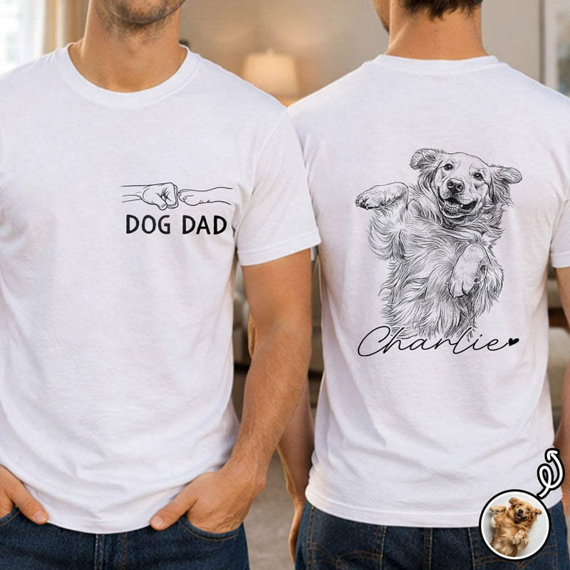 Custom Photo Pencil Sketch Dog Mom Dog Dad Hand Punch - Personalized T Shirt