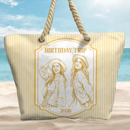 Custom Photo, Art Design, Summer, Gift For Bestie, Confident, Photo - Pencil Sketch - Remove BG - Custom Photo Pencil Sketch Girls Trip Bestie - Personalized Beach Bag