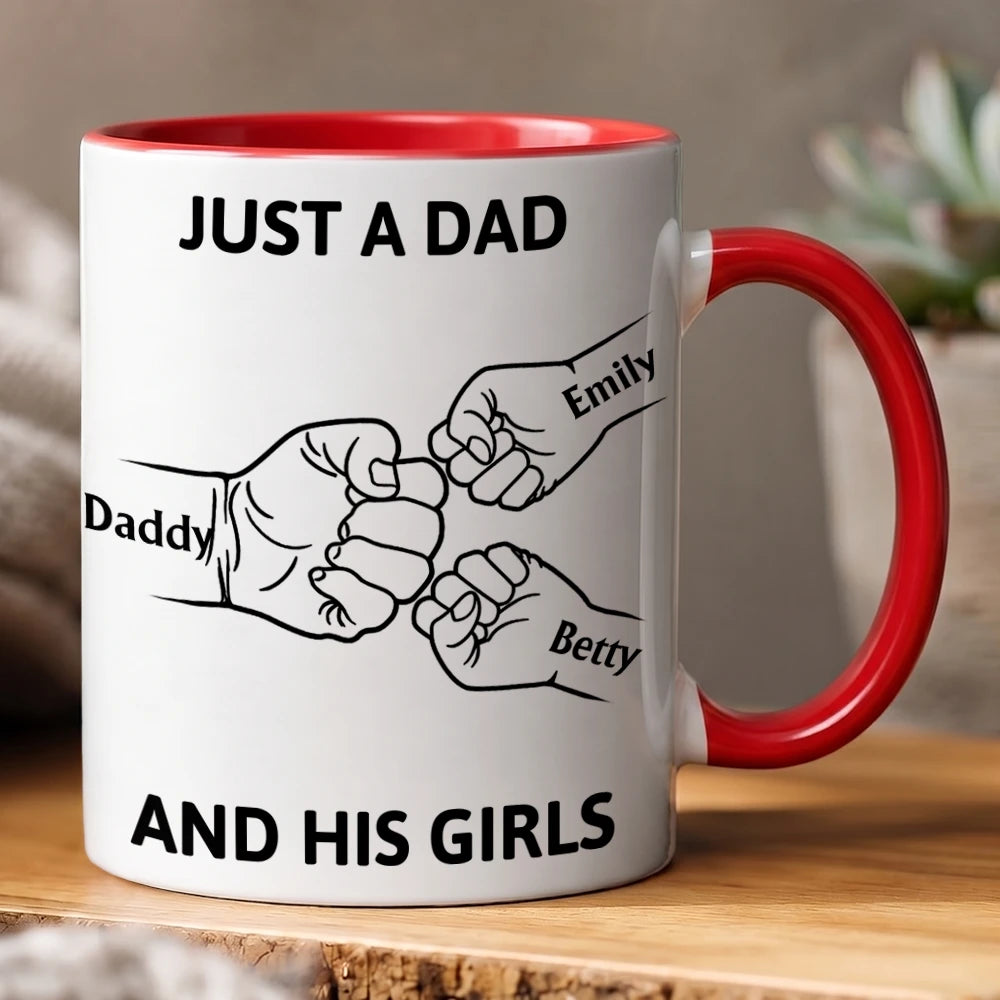 Custom Photo,Gift For Father,Dad - Daughters (Young),Non-Eng,Photo - Pencil Sketch,Icon,Proud - Custom Photo Pencil Sketch Just A Dad And His Girl - Personalized Mug