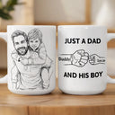 Custom Photo,Gift For Father,Dad - Daughters (Young),Non-Eng,Photo - Pencil Sketch,Icon,Proud - Custom Photo Pencil Sketch Just A Dad And His Girl - Personalized Mug