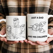 Custom Photo,Gift For Father,Dad - Daughters (Young),Non-Eng,Photo - Pencil Sketch,Icon,Proud - Custom Photo Pencil Sketch Just A Dad And His Girl - Personalized Mug