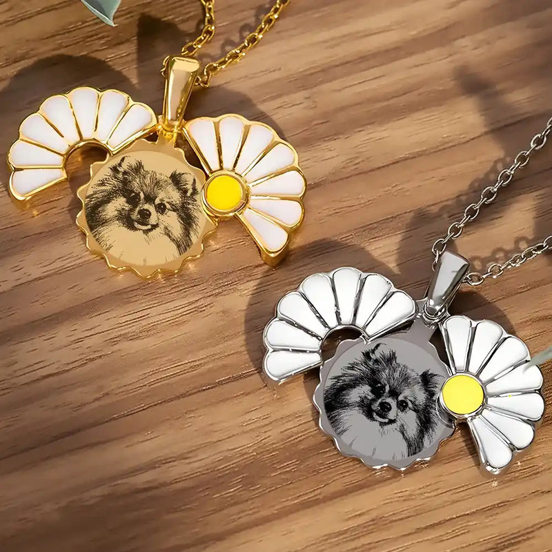 Custom Photo Pencil Sketch Portrait Jewelry For Women - Personalized Hidden Message Necklace