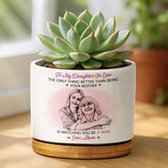 Gift For Daughter,Mom - Daughters (Adult),Mom - Daughters (Young),Love - Custom Photo Pencil Sketch To My Daughter Granddaughter - Personalized Ceramic Plant Pot
