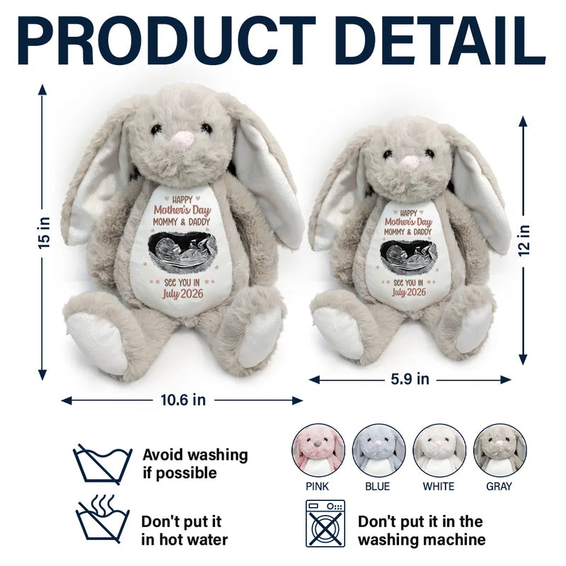 New baby,New Mom,Happy - Custom Photo See You In 2026 Baby Expecting - Personalized Soft Toy Bunny