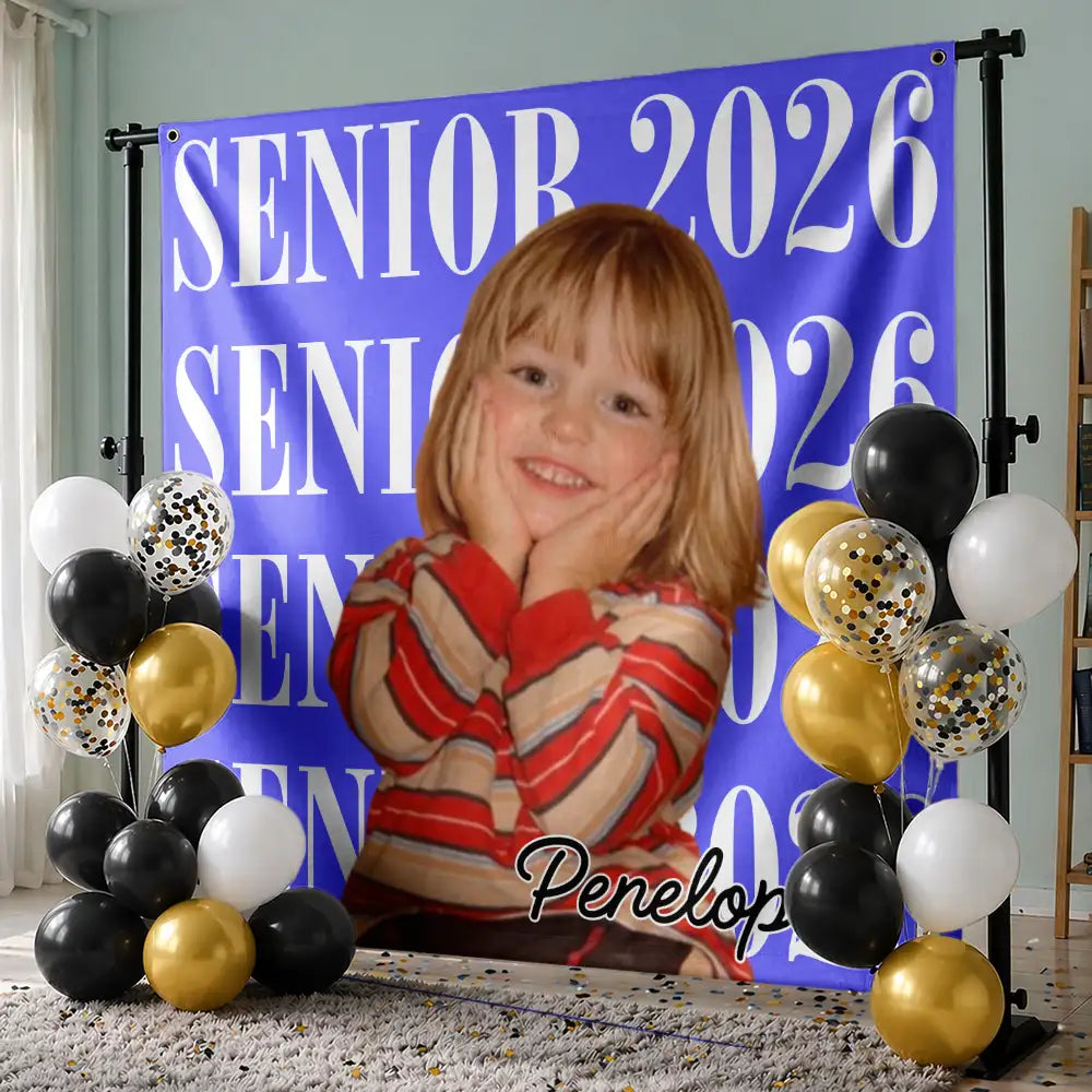 Graduation, Happy - Custom Photo Senior Vintage Portrait - Personalized Backdrop