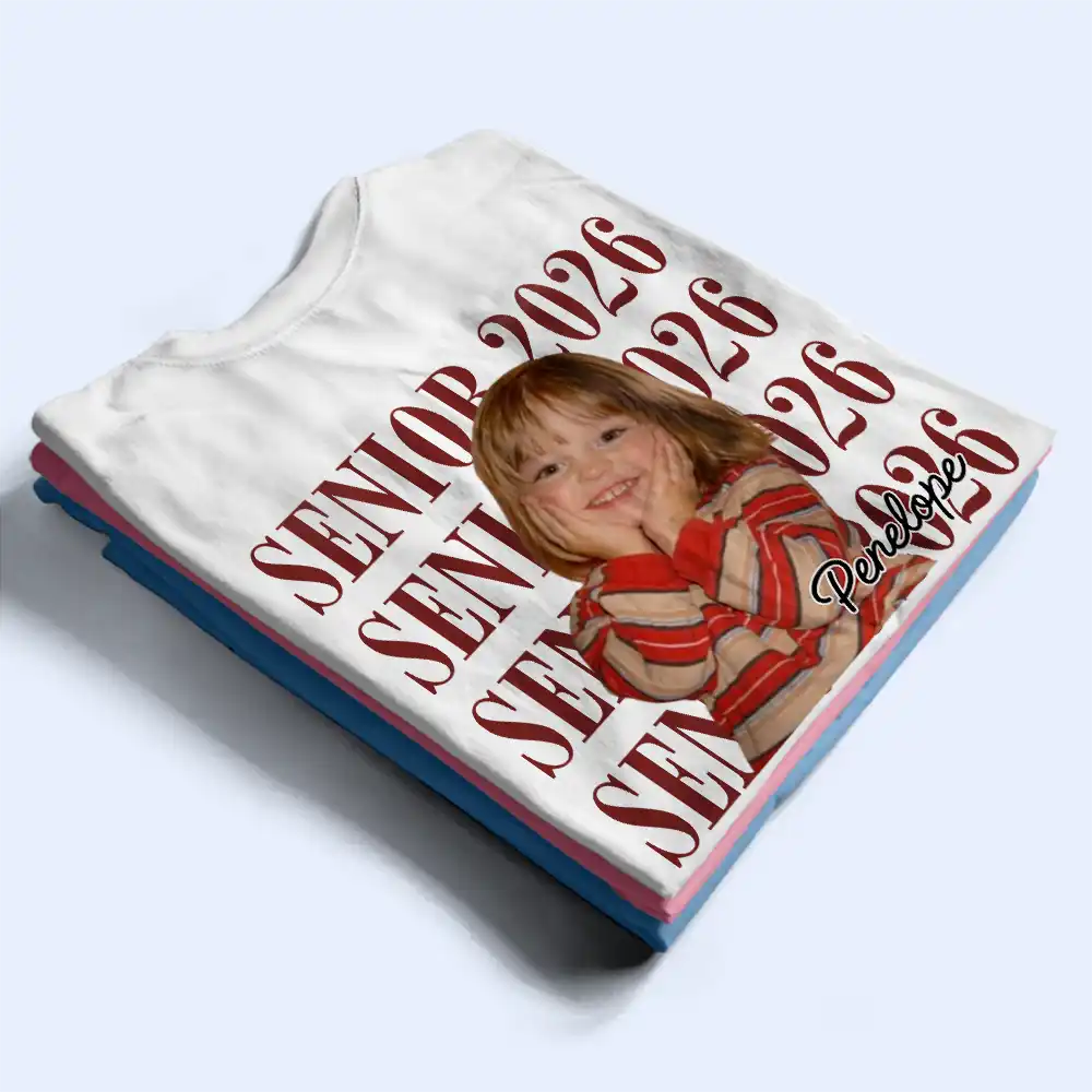 Graduation,Happy,Photo,Proud - Custom Photo Senior Vintage Portrait - Personalized T Shirt