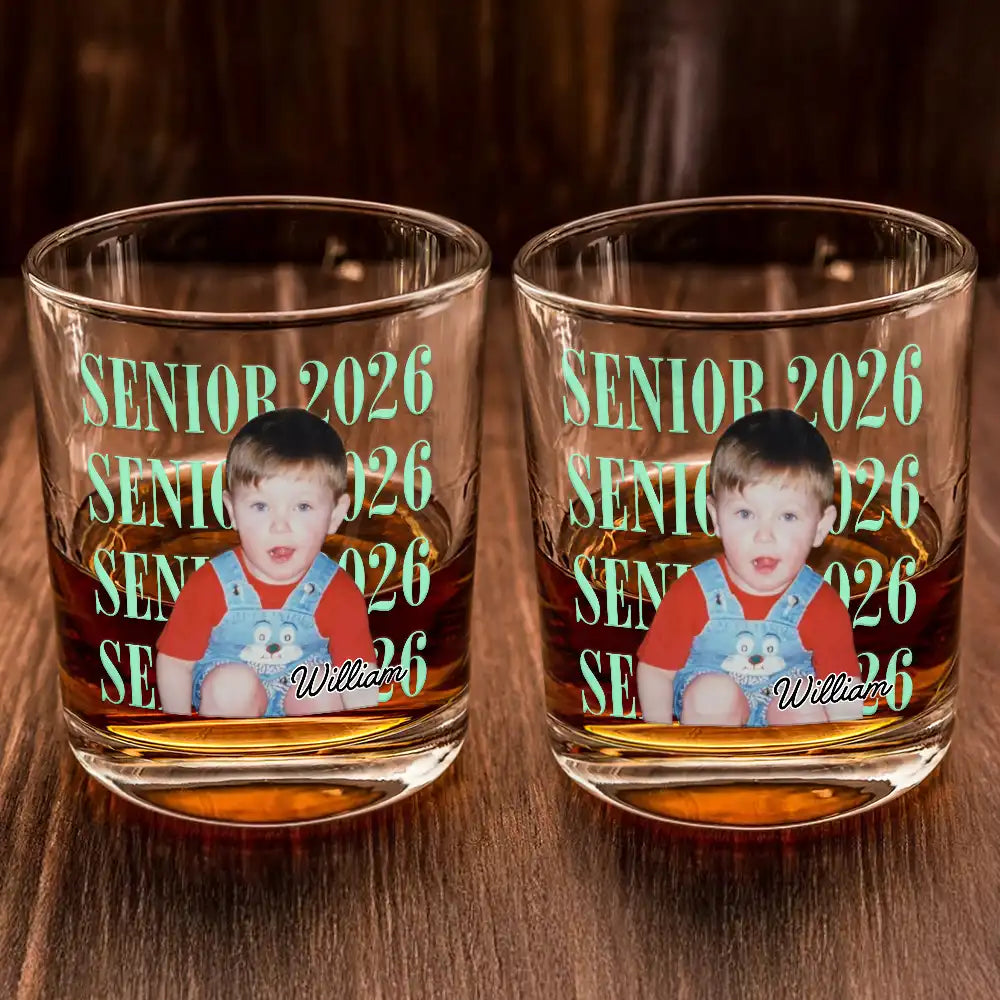 Graduation,Happy,Photo,Proud - Custom Photo Senior Vintage Portrait - Personalized Whiskey Glass