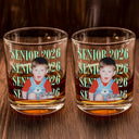 Graduation,Happy,Photo,Proud - Custom Photo Senior Vintage Portrait - Personalized Whiskey Glass