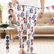 Gift For Grandma, Gift For Mother, Happy - Custom Photo Stars & Stripes Best Mom Mum Grandma Ever - Personalized Pajama Pants