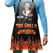 Gift For Husband,Gift For Boyfriend,Gift For Yourself,Gift For Men,Grilling,Non-Eng,Photo,Humorous - Custom Photo This Grill Is On Fire - Personalized Apron