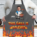 Gift For Husband,Gift For Boyfriend,Gift For Yourself,Gift For Men,Grilling,Non-Eng,Photo,Humorous - Custom Photo This Grill Is On Fire - Personalized Apron