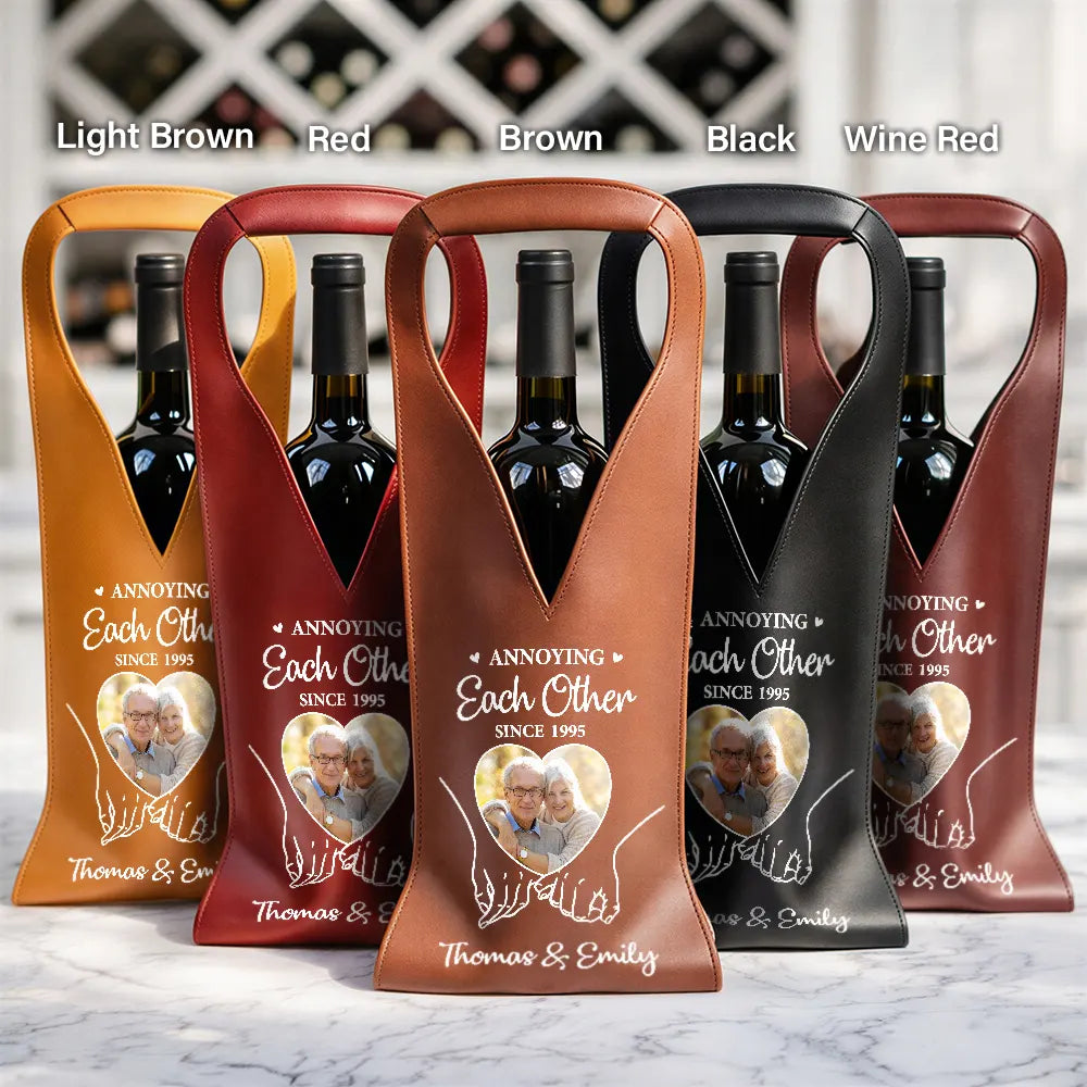 Gift For Couples,Gift For Husband,Gift For Wife,Gift For Boyfriend,Gift For Girlfriend,Love,Photo - Custom Photo You And Me We Got This - Personalized Leather Wine Bag