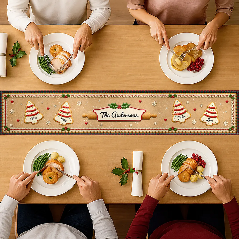 Sentimental,Christmas,Family,Icon - Custom Family Christmas Cookie - Personalized Table Runner