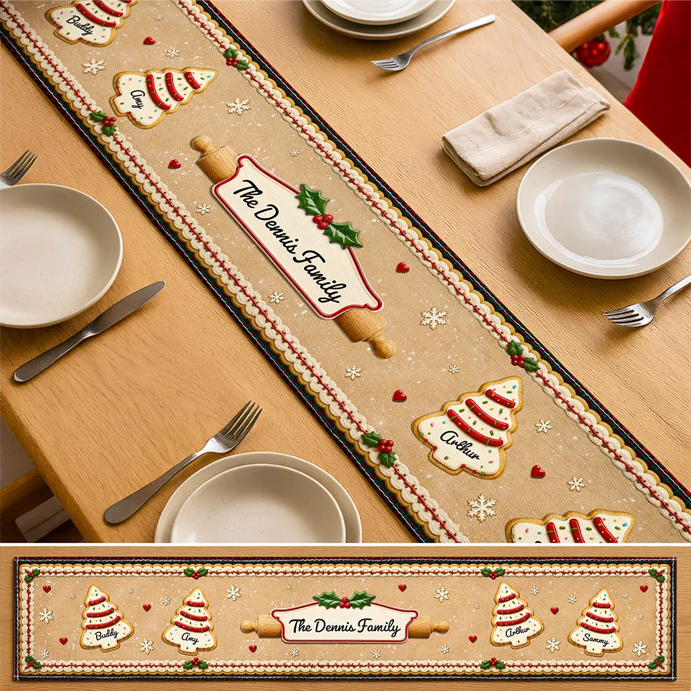 Sentimental,Christmas,Family,Icon - Custom Family Christmas Cookie - Personalized Table Runner