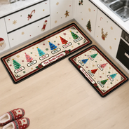 Sentimental,Christmas,Family,Icon - Custom Family Christmas Trees With Faux Quilt Effect - Personalized Runner Rug