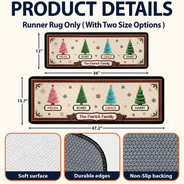 Sentimental,Christmas,Family,Icon - Custom Family Christmas Trees With Faux Quilt Effect - Personalized Runner Rug