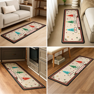 Sentimental,Christmas,Family,Icon - Custom Family Christmas Trees With Faux Quilt Effect - Personalized Runner Rug