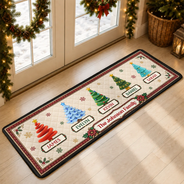 Sentimental,Christmas,Family,Icon - Custom Family Christmas Trees With Faux Quilt Effect - Personalized Runner Rug