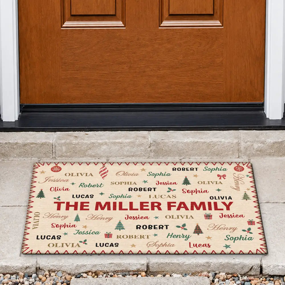 Sentimental,Christmas,Family,Custom Text - Custom Family Names Christmas - Personalized Doormat
