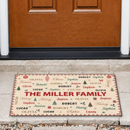 Sentimental,Christmas,Family,Custom Text - Custom Family Names Christmas - Personalized Doormat
