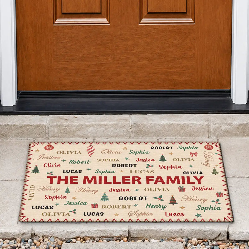 Sentimental,Christmas,Family,Custom Text - Custom Family Names Christmas - Personalized Doormat
