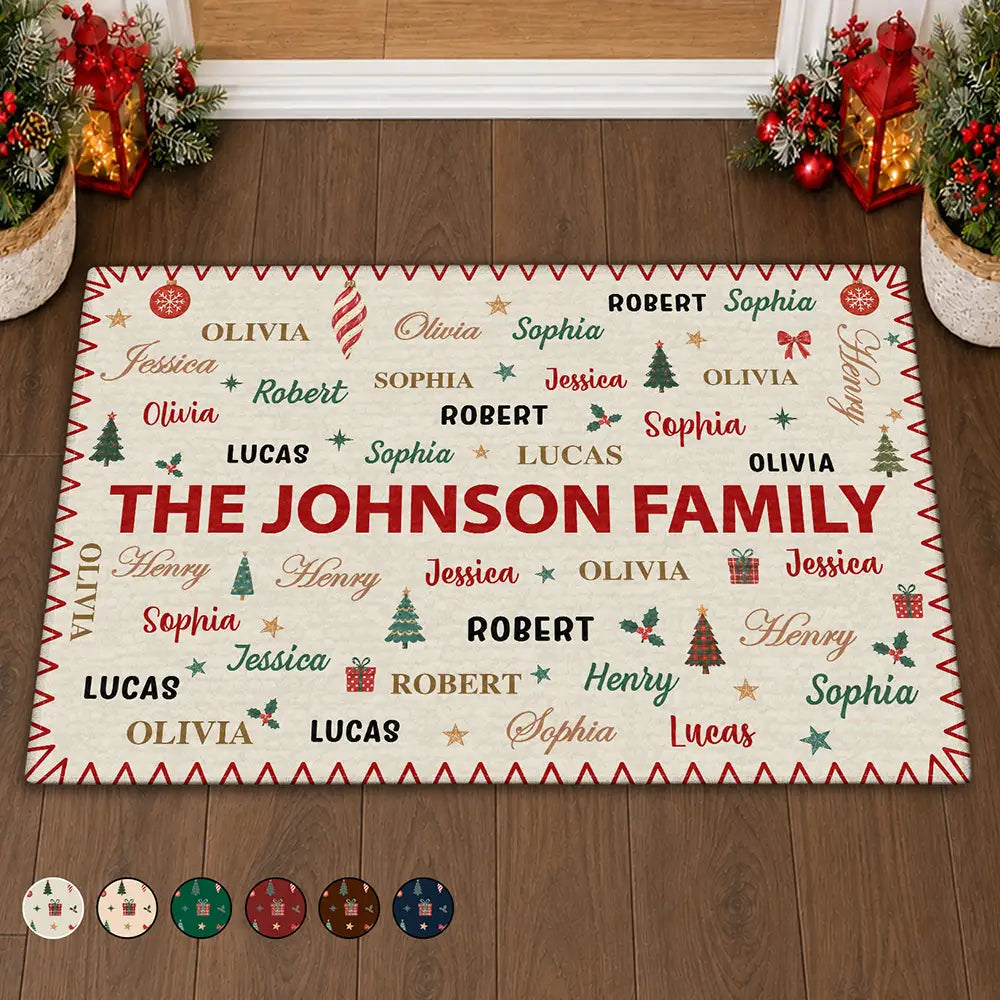 Custom Family Names Christmas - Personalized Doormat