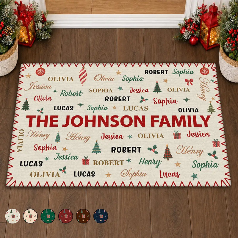 Sentimental,Christmas,Family,Custom Text - Custom Family Names Christmas - Personalized Doormat