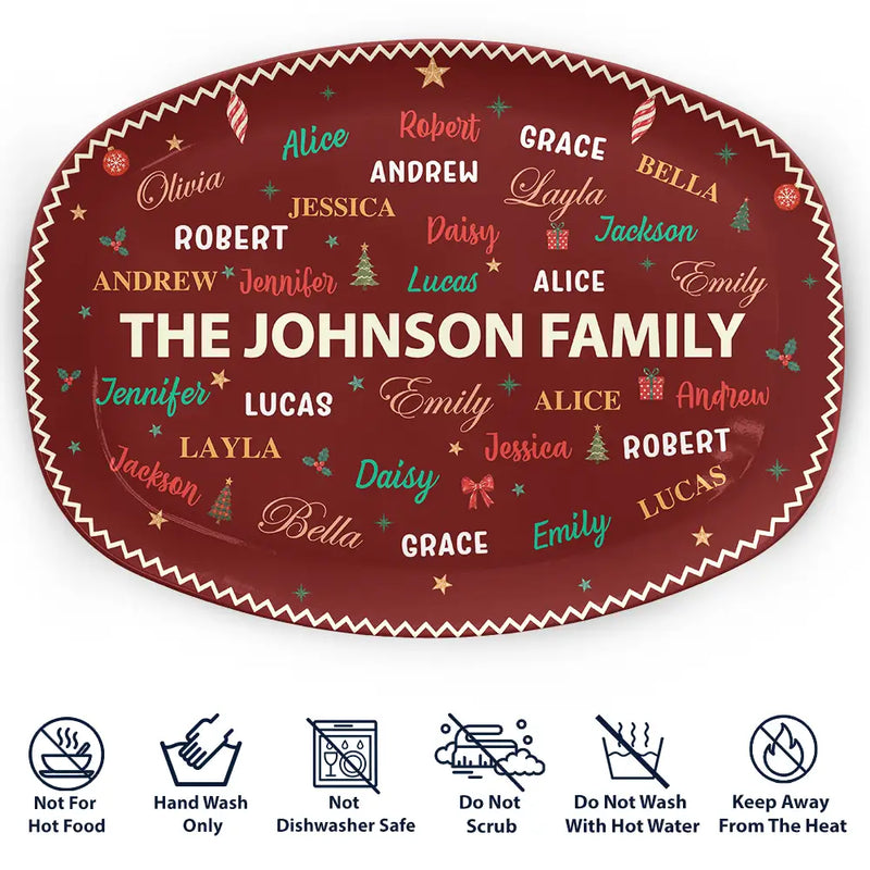 Sentimental,Christmas,Family,Cooking,Custom Text - Custom Family Names Christmas - Personalized Plate