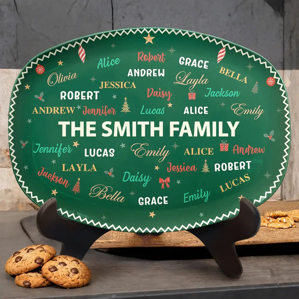Sentimental,Christmas,Family,Cooking,Custom Text - Custom Family Names Christmas - Personalized Plate