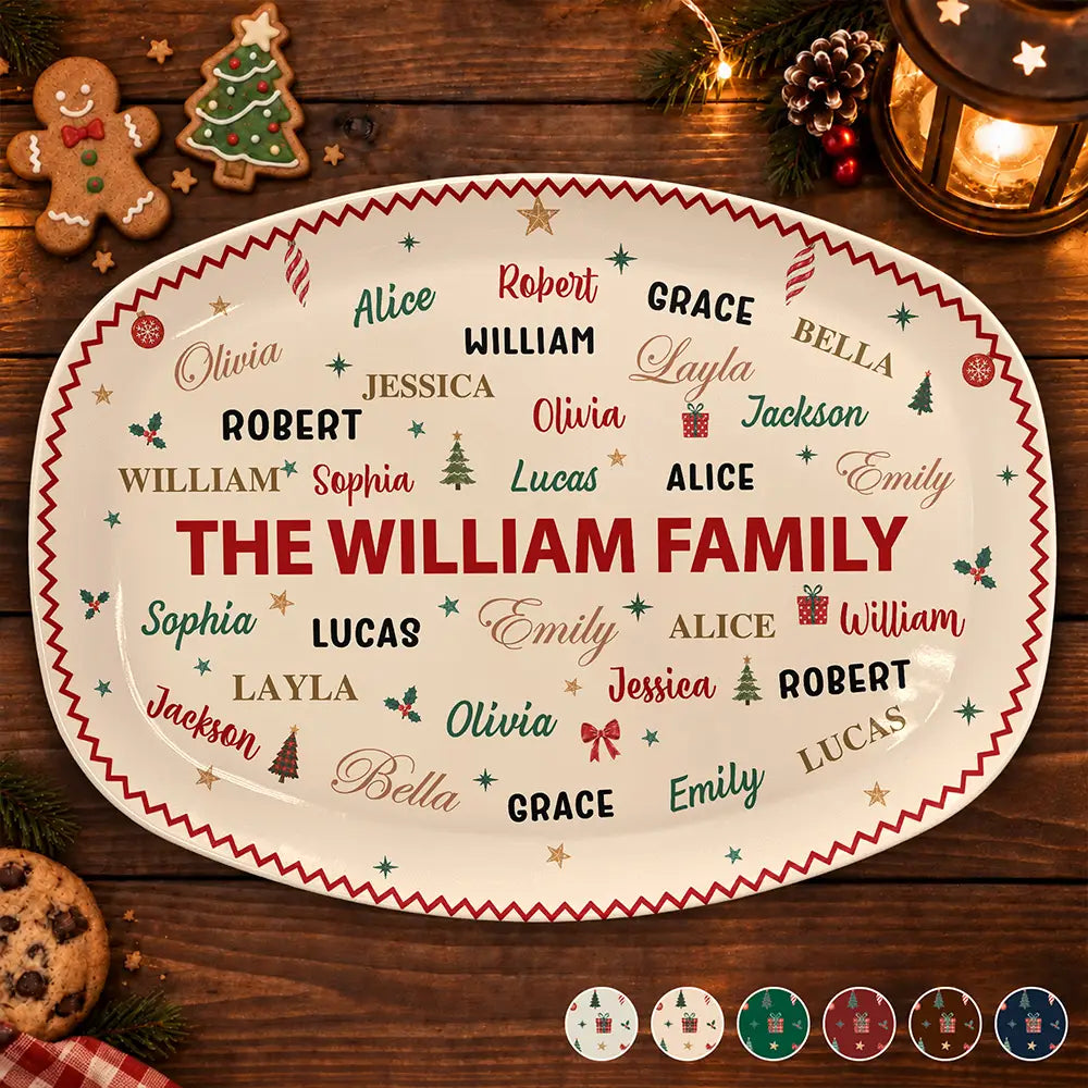 Sentimental,Christmas,Family,Cooking,Custom Text - Custom Family Names Christmas - Personalized Plate
