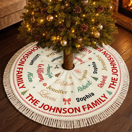 Custom Family Names Christmas - Personalized Tree Skirt
