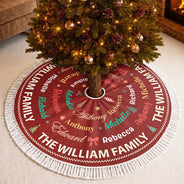 Sentimental,Christmas,Family,Custom Text - Custom Family Names Christmas - Personalized Tree Skirt