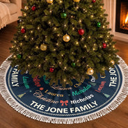 Sentimental,Christmas,Family,Custom Text - Custom Family Names Christmas - Personalized Tree Skirt