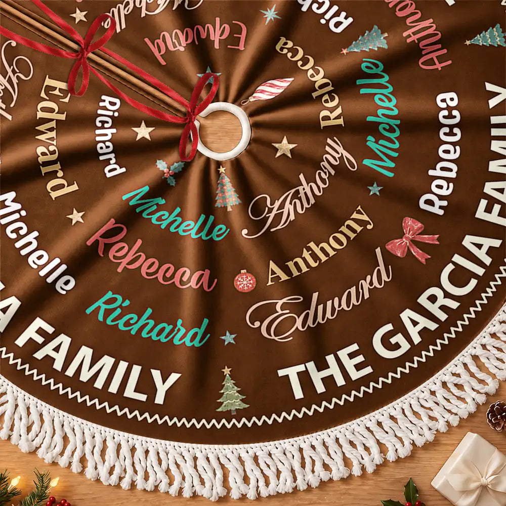 Sentimental,Christmas,Family,Custom Text - Custom Family Names Christmas - Personalized Tree Skirt