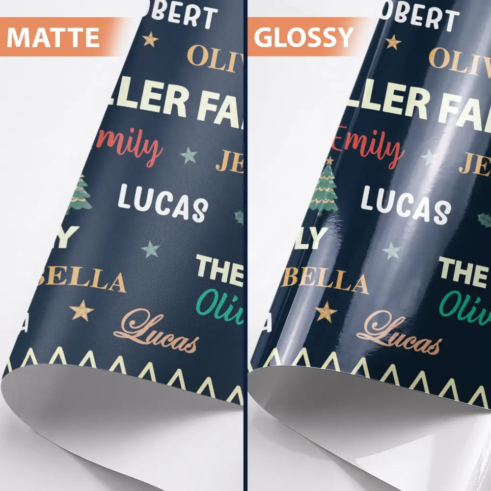 Sentimental,Christmas,Family,Custom Text - Custom Family Names Christmas - Personalized Wrapping Paper