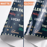 Sentimental,Christmas,Family,Custom Text - Custom Family Names Christmas - Personalized Wrapping Paper