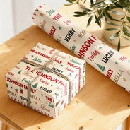 Sentimental,Christmas,Family,Custom Text - Custom Family Names Christmas - Personalized Wrapping Paper