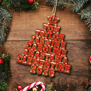 Sentimental,Christmas,Family,Icon - Custom Family Names Christmas Tree - Personalized Custom Shaped Wooden Ornament