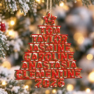 Sentimental,Christmas,Family,Icon - Custom Family Names Christmas Tree - Personalized Custom Shaped Wooden Ornament