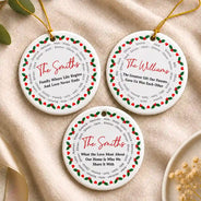 Sentimental,Christmas,Family,Text Shape - Circle - Custom Family Names Circle Together - Personalized Circle Ceramic Ornament
