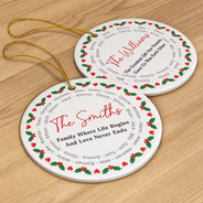 Sentimental,Christmas,Family,Text Shape - Circle - Custom Family Names Circle Together - Personalized Circle Ceramic Ornament