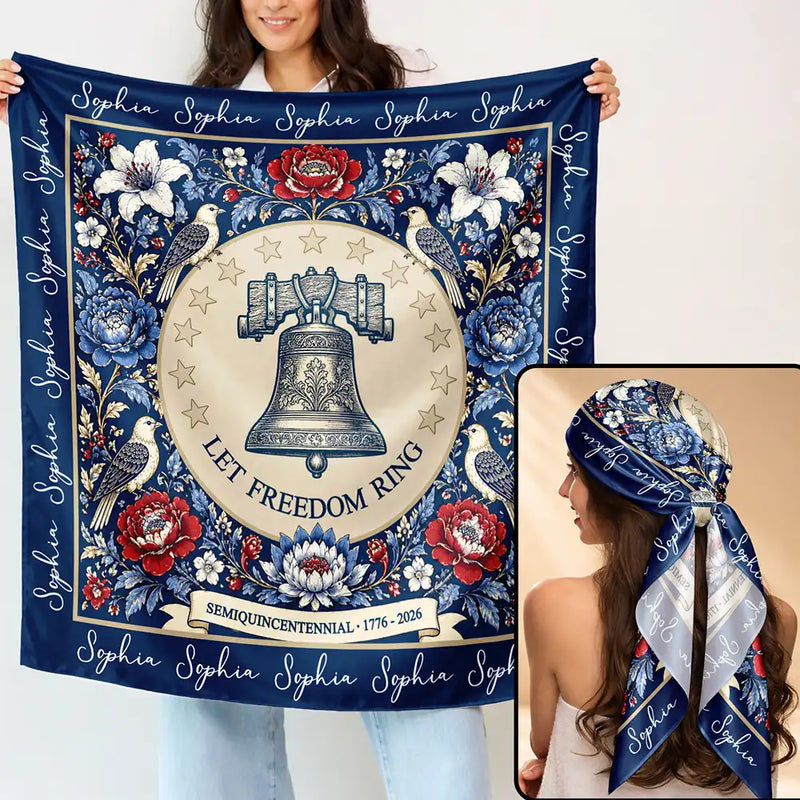 Gift For Yourself,Gift For Women,Happy,Independence Day,America 250th - Custom Let Freedom Ring Floral USA - Personalized Scarf