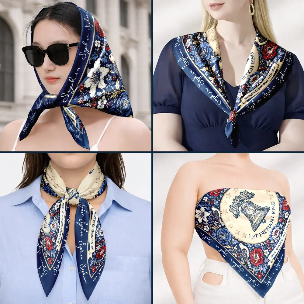 Gift For Yourself,Gift For Women,Happy,Independence Day,America 250th - Custom Let Freedom Ring Floral USA - Personalized Scarf