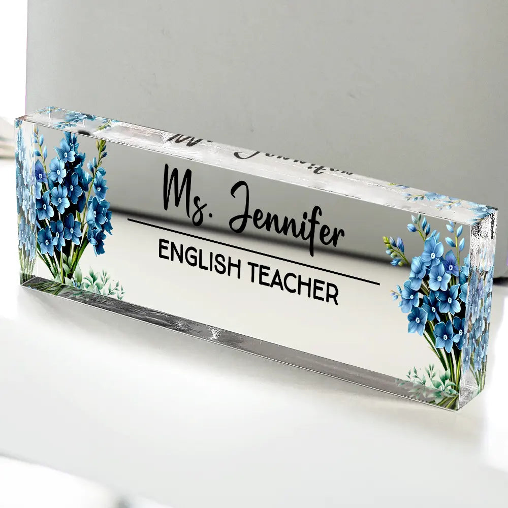 Gift For Women,Gift For Bestie,Gifts For Colleagues,Non-Eng,Gift For Yourself - Custom Name And Job Title With Birth Month Flower - Personalized Desk Name Plate